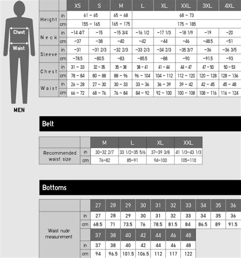 uniqlo clothing size chart.